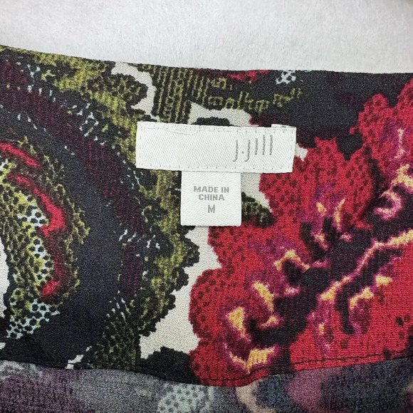 J Jill Blouse‎ Womens Dark Floral Rayon Long Sleeve Pullover Blouse Size Medium - Picture 5 of 6